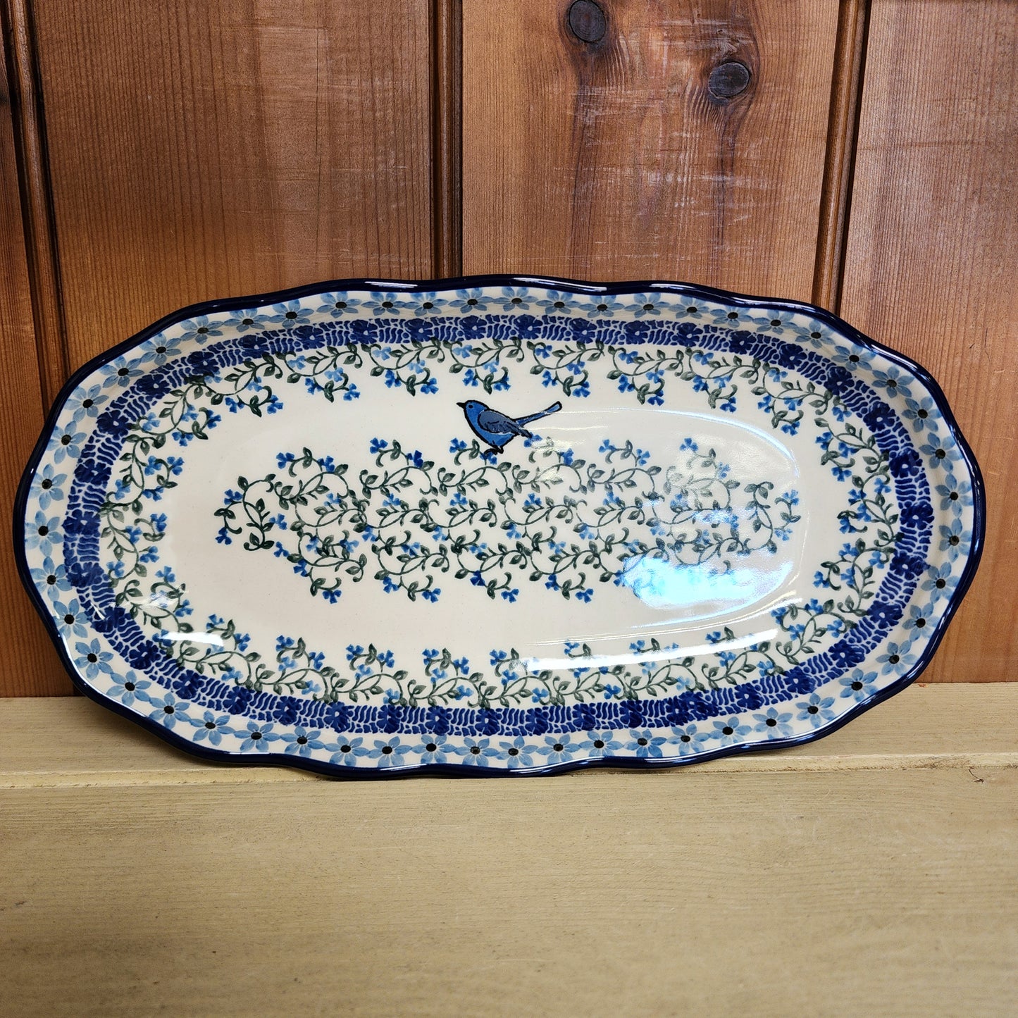 Tray   Scalloped Oval   6.25" x 12.5" A42-1932X  Song Bird pf0526