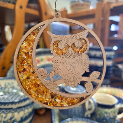 Ornament ~ Owl Amber Suncatcher / Magnet (4")