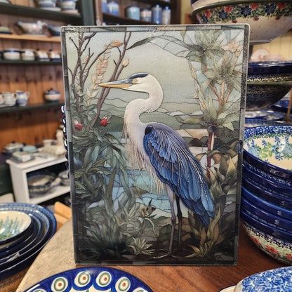 Cutting Board: Blue Heron 8x11 inch  Tempered Glass