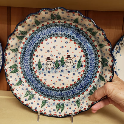 Pie Plate ~ Fluted ~ 10" 636-U4661  Snowman T Liana