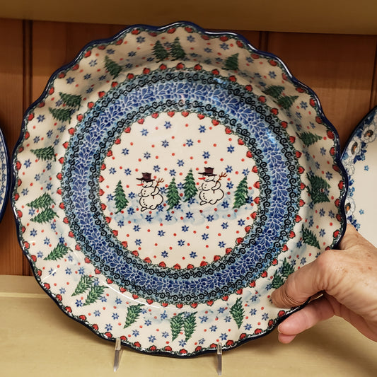 Pie Plate ~ Fluted ~ 10" 636-U4661  Snowman T Liana