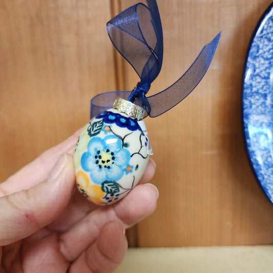 Egg Ornament orange blue / small 1.5" egg