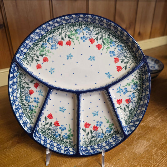Plate ~ Divided Dish   8.75"  499-2903X  Tulip Horizon  small round