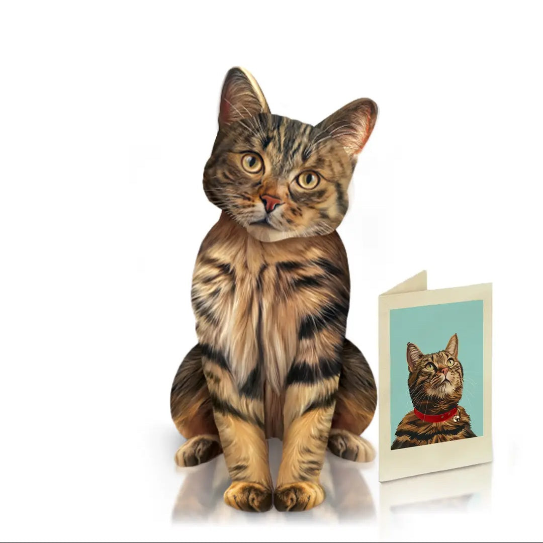 Card ~ Brown Tabby Cat w/accessories pop up card