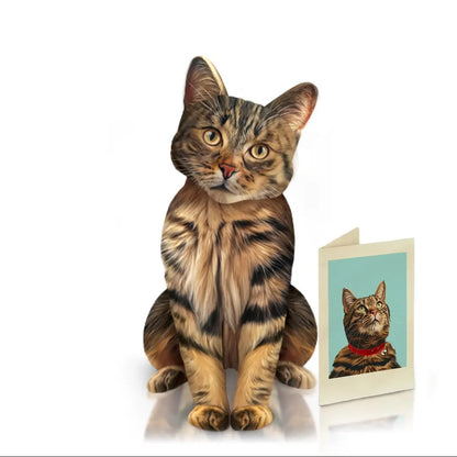 Card ~ Brown Tabby Cat w/accessories pop up card