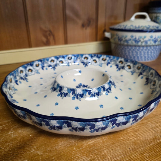 Bowl   Fluted Vegetable 12" x 2" Chip & Dip A23-2222X  Snow Poppy pf0526