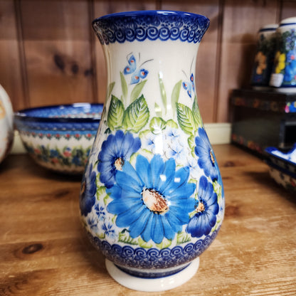Vase 9" ~ butterfly Blue Colors Flowers UNIKAT ART2