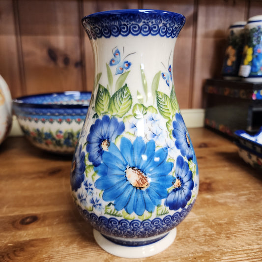Vase 9" ~ butterfly Blue Colors Flowers UNIKAT ART2