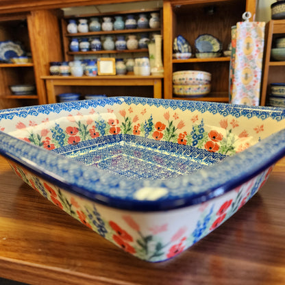 Baker   Rectangular w/Rim   9.25" x 11"L 856-3220X  Whimsical Garden pf0526 Small Lasagna