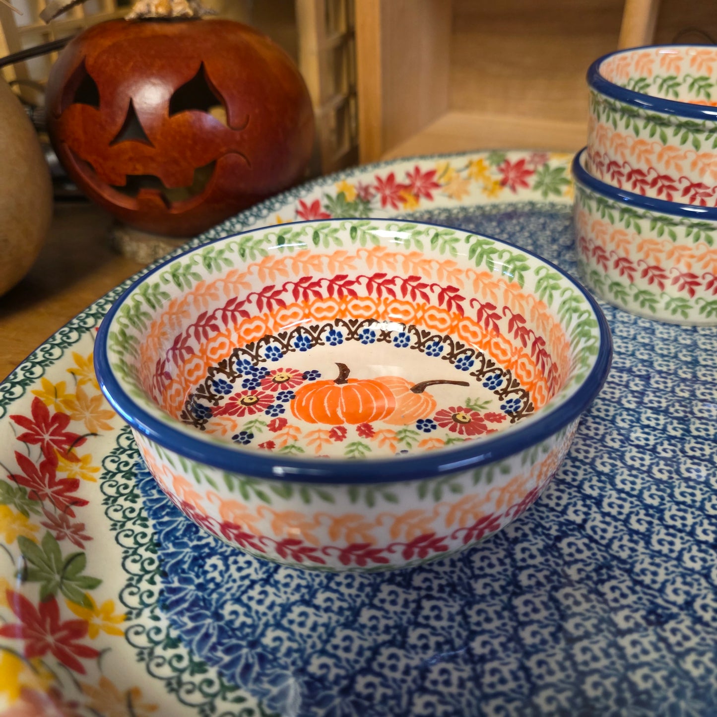 Bowl 5" Fall Pumpkins and Leaves PS30