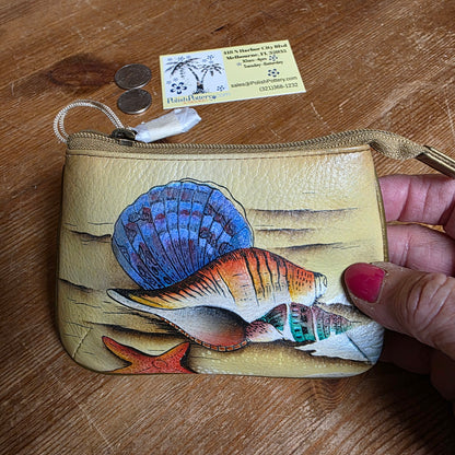 Anuschka ~ Zip Pouch Yellow Seashells