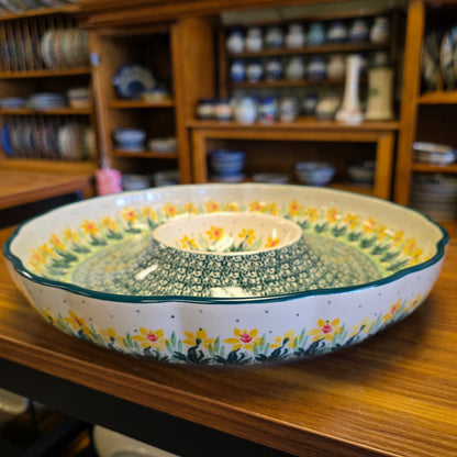 Bowl   Fluted Vegetable 12" x 2" Chip & Dip A23-2777Q  Daffodil pf0526