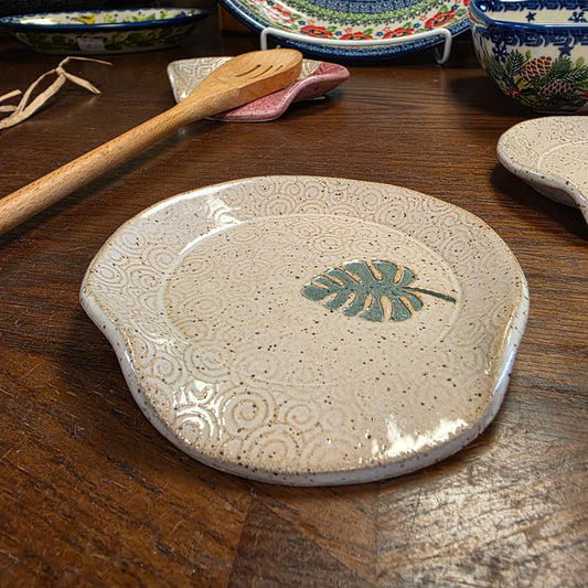 Spoon Rest ~ Monstera **Not Polish Pottery**