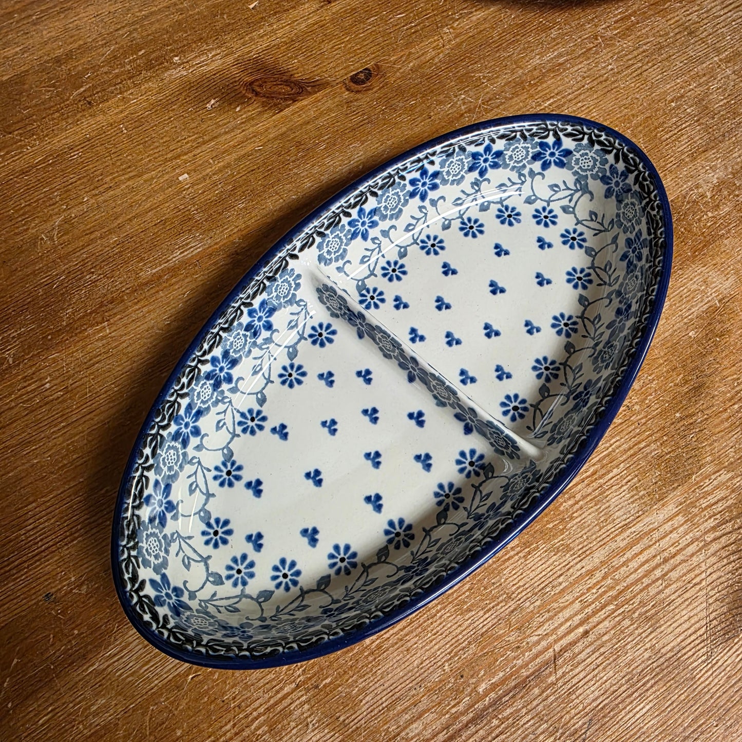 Divided Dish Oval   Small 395-2158X  Silver Lace pf0526