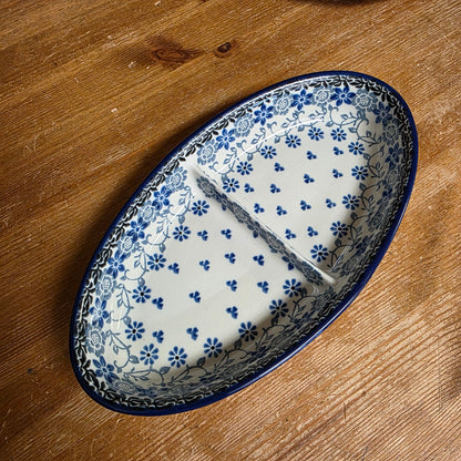 Divided Dish Oval   Small 395-2158X  Silver Lace pf0526