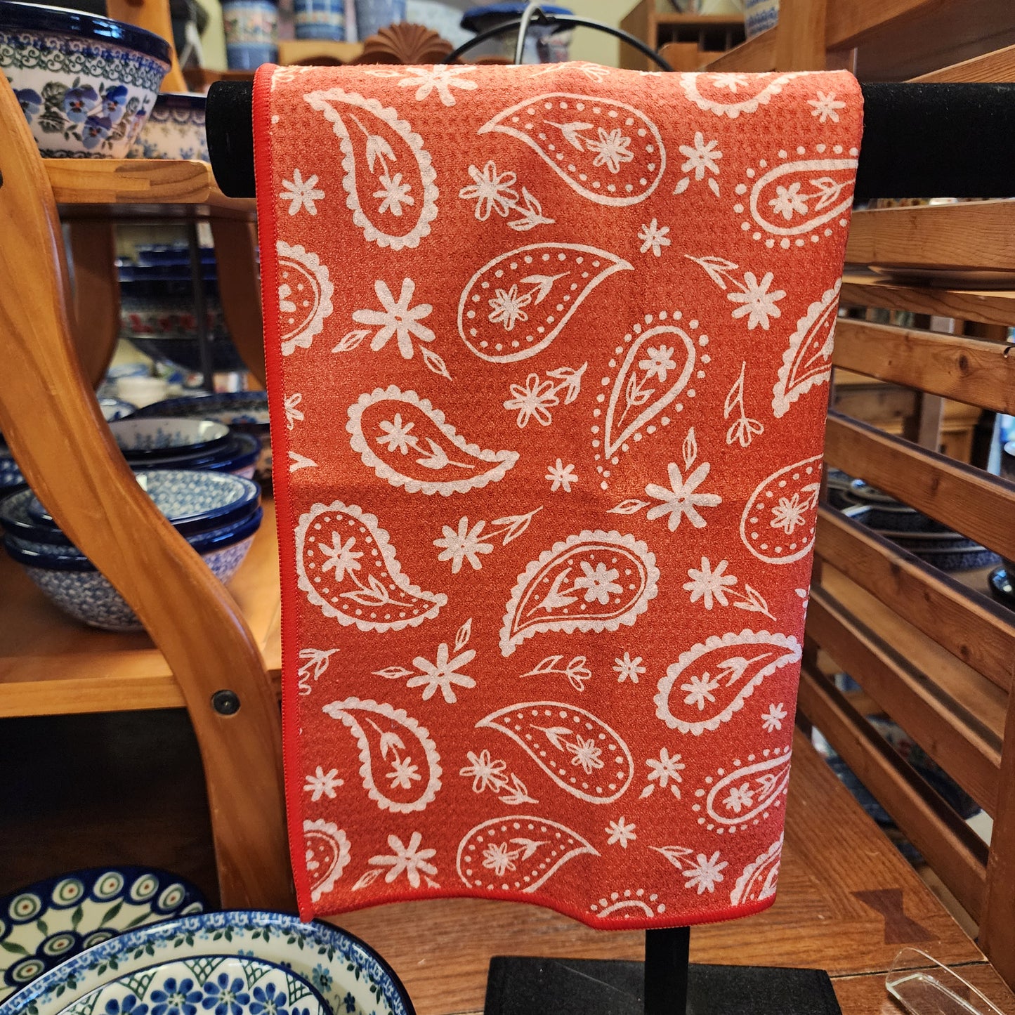 Towel / Poly Bandana Blues: Reversible Hand Towel: Blue/Red / 19x29in