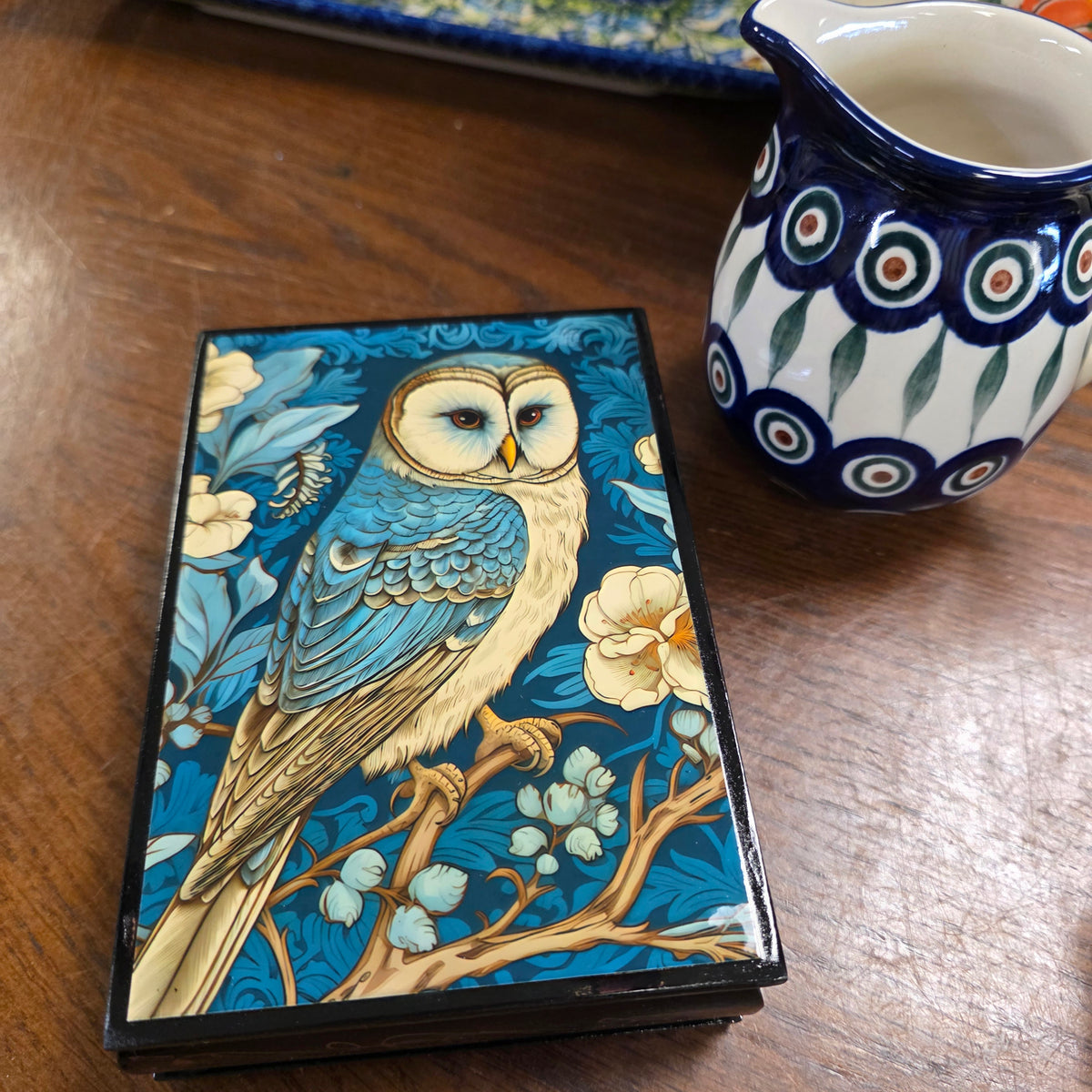 Box Owl William Morris Lacquer Trinket Box ~ Made in Serbia