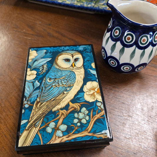 Box Owl William Morris Lacquer Trinket Box ~ Made in Serbia
