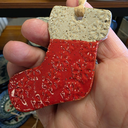 Ornament ~  Stocking #1 **Not Polish Pottery** (3")