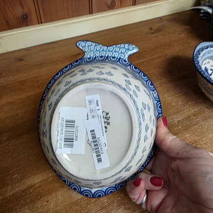 Fish Shaped Bowl ~ Medium 2372X ~ Deep Blue Sea ~ Koi Fish