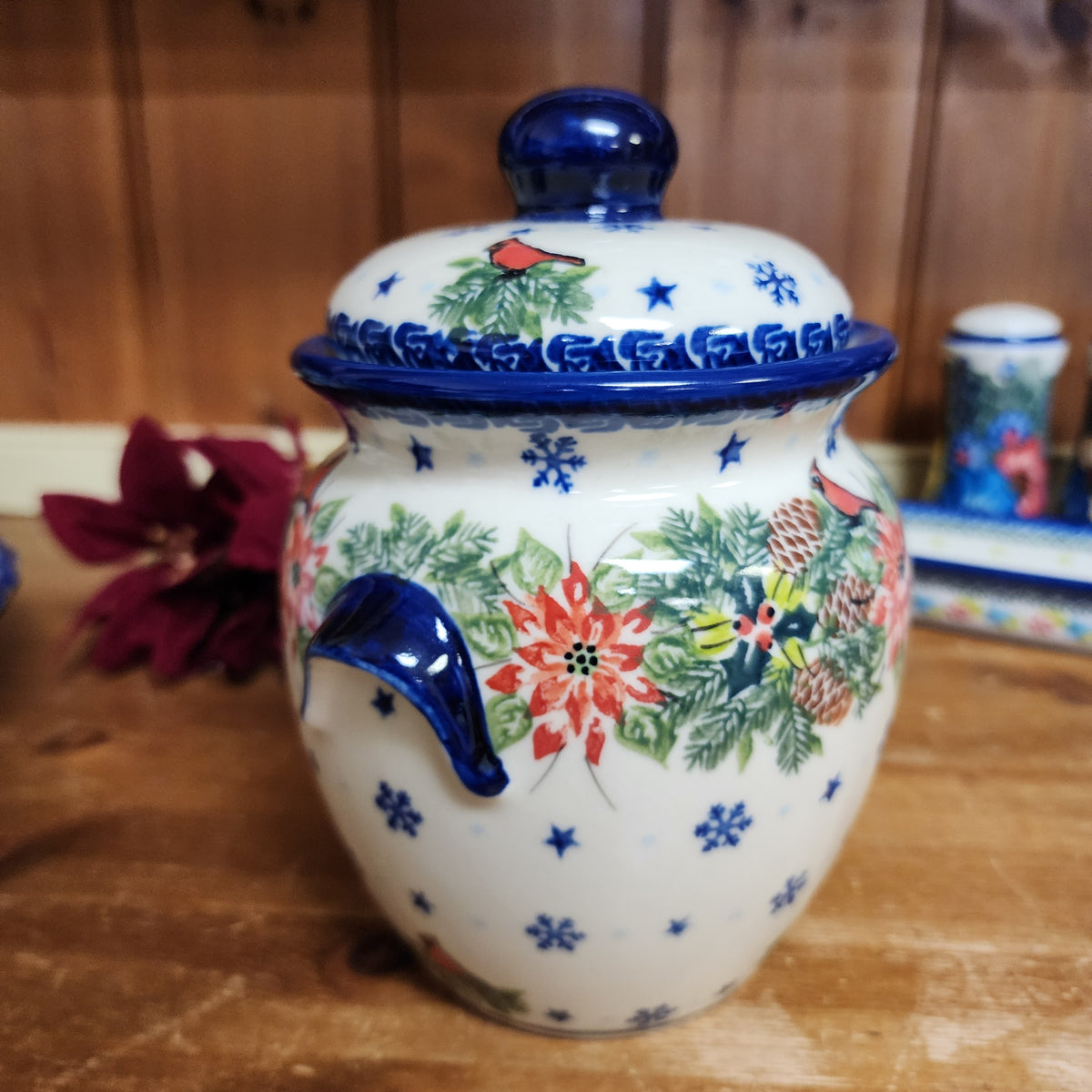 Jar 1 Liter 7" H, poinsettia cardinal 710