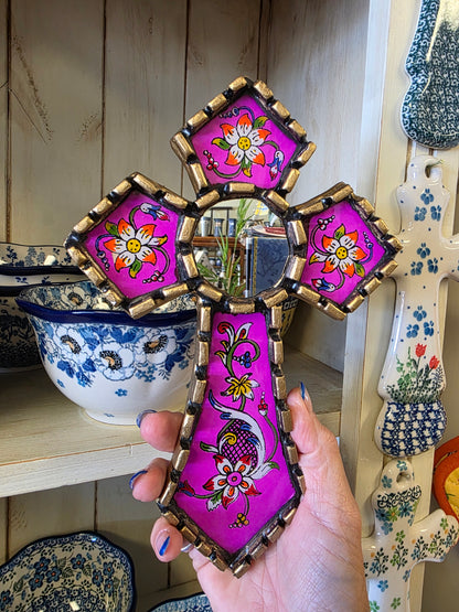 Mirror ~ Cross 9"x6" Pink. **NOT POLISH POTTERY
