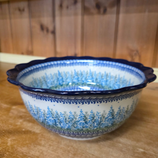 Bowl   Scalloped Edge  628-3279X  Virginia Blue Bells 9"wx3"deep. pf0526