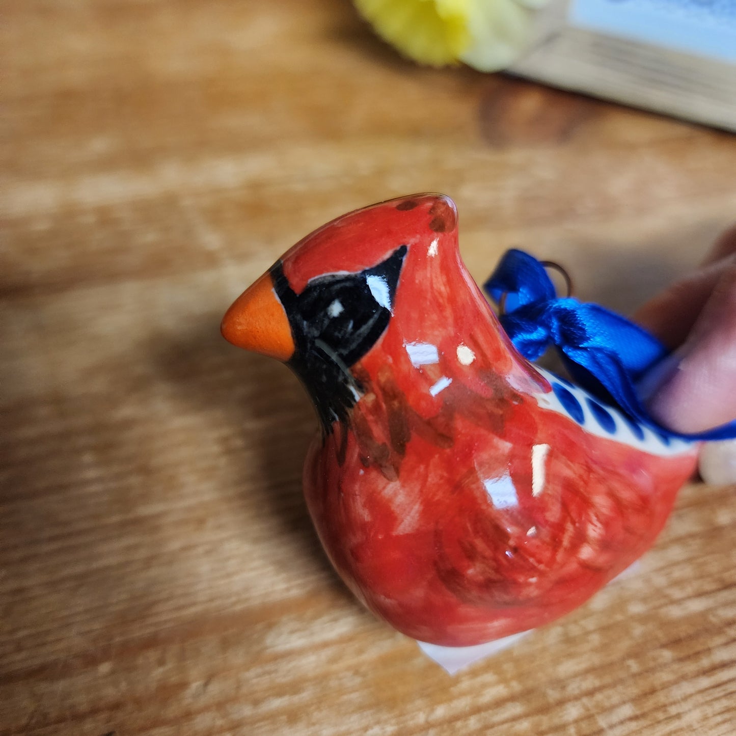 Cardinal #2 / big blue dots 3.5"  Ornament