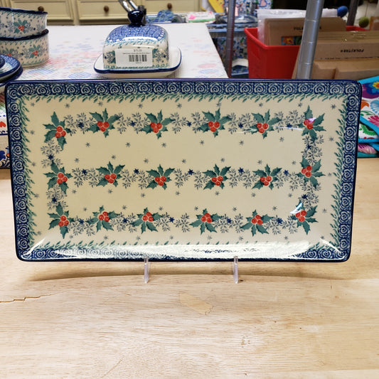 Rectangular Tray ~ 11.8x6.5" C26-2973X Winter Holly