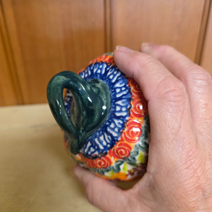 Pumpkin 4" Green Stem / Blue & Orange Ring on top