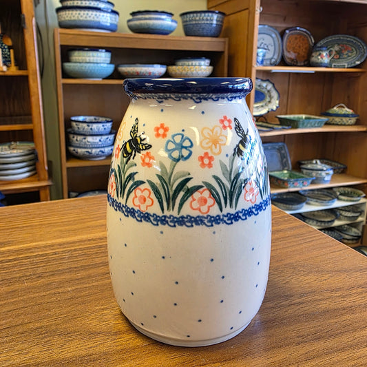 Vase   Milk Bottle Shape   5"H 196-2023X  Honey Bee pf0526