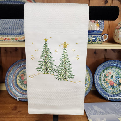 Towel - Pine Trees embroidered  Tea towel