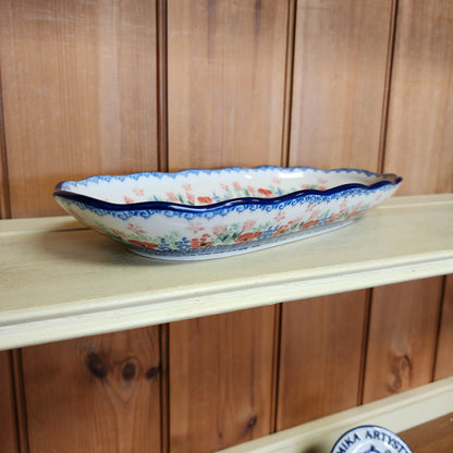 Tray   Scalloped Oval   6.25" x 12.5" A42-3220X  Whimsical Garden pf0526