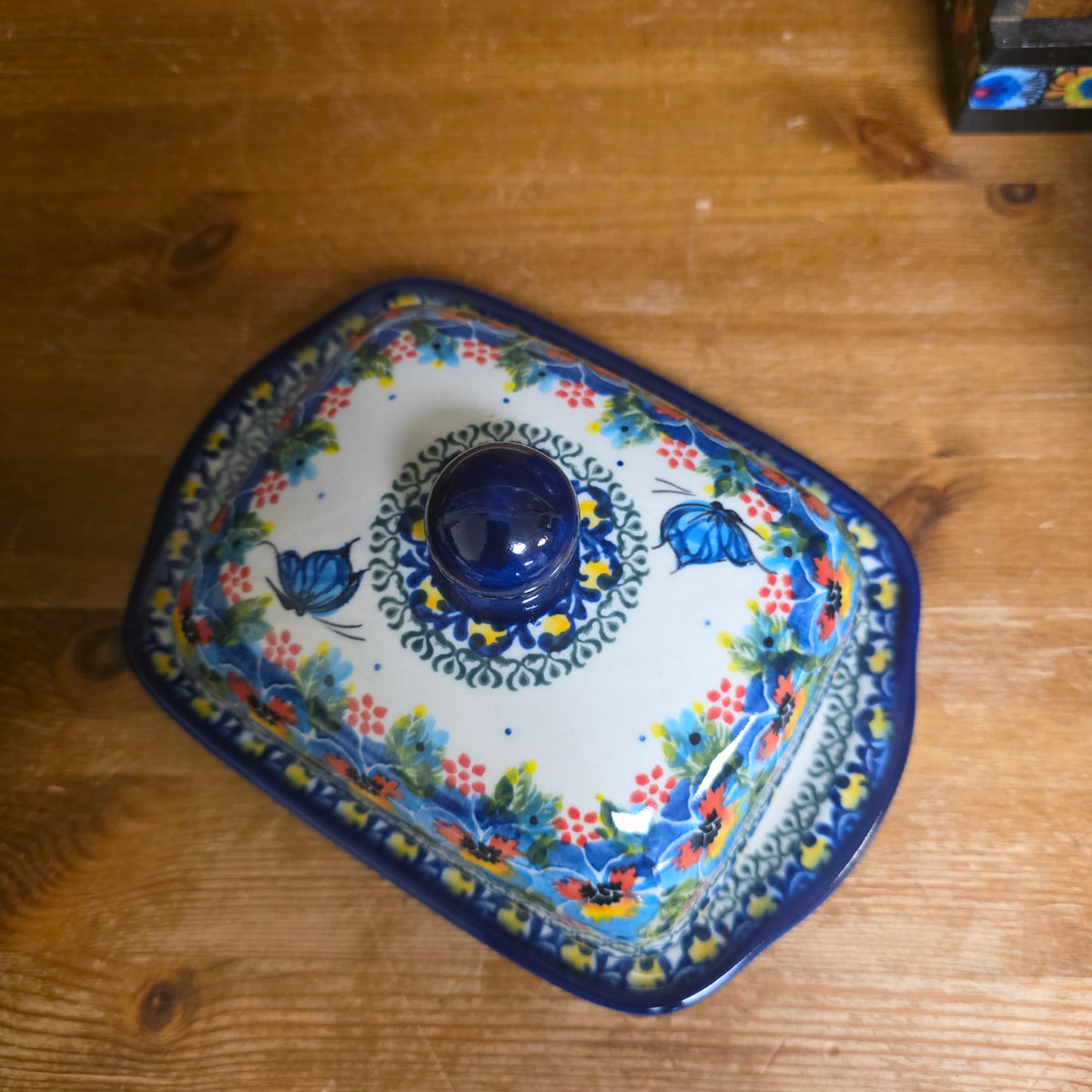 Butter Dish Deep / #2  ART2 / Pansies butterfly