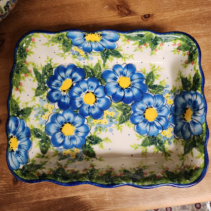 Baker 11"x8"x2" / Ada ruffle baker / A2 Blue and Yellow