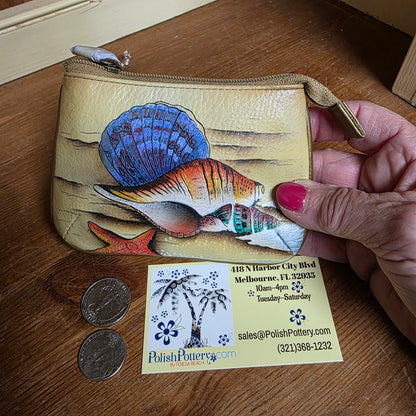 Anuschka ~ Zip Pouch Yellow Seashells