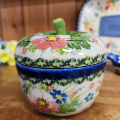 Apple Baker Jar 4.5" Pink flowers