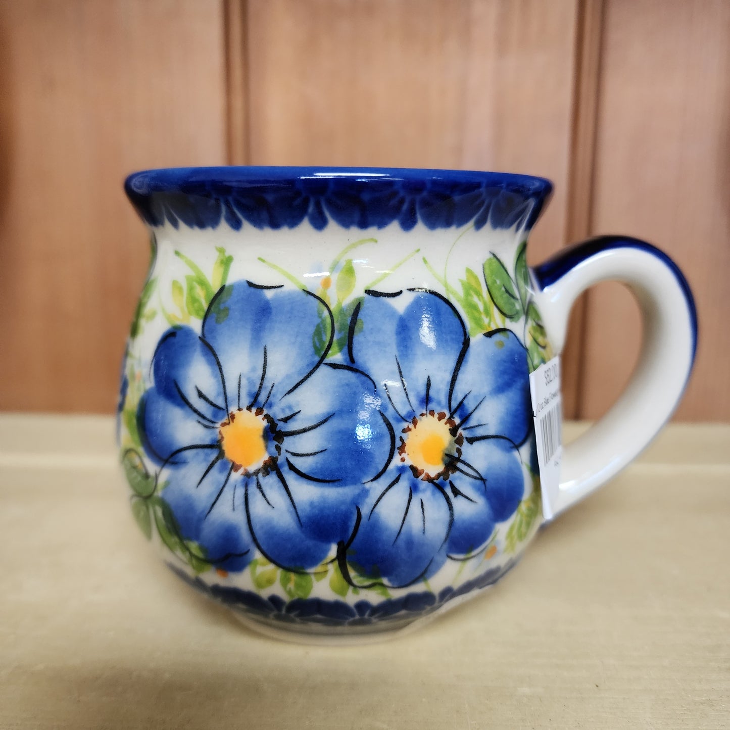 Mug 12 oz Babcia Blue Flower/yellow