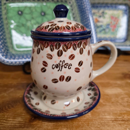 Mug w/Infuser and Saucer   12 oz.    2391 coffee beans