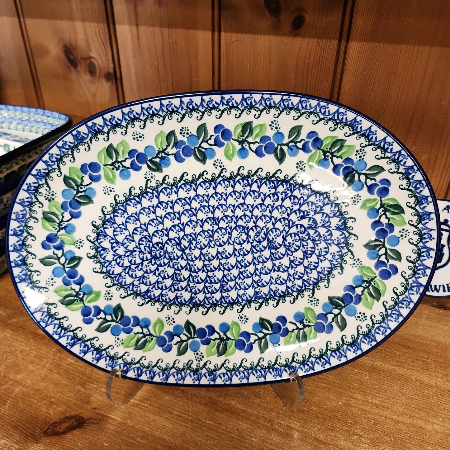 Oval Platter ~ Large 12" x 8.5"    G68-1416X  Blue Berries pf0526