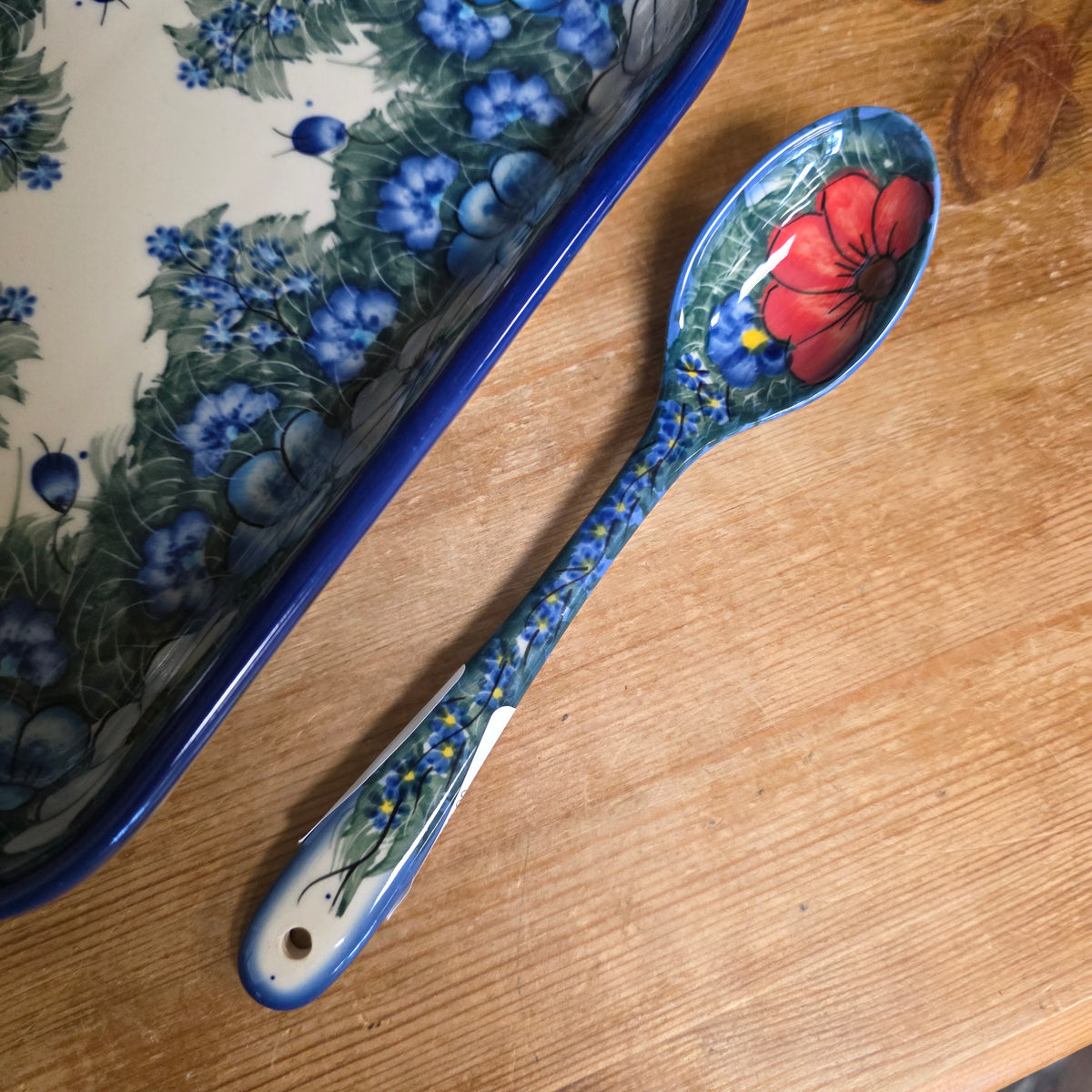 Spoon 8" ~ Red & white flower on back