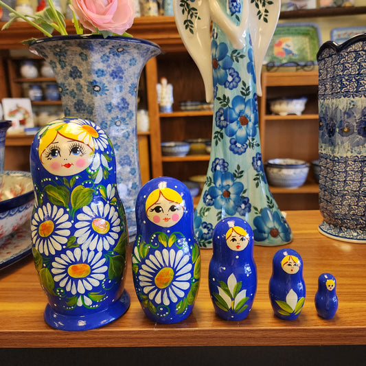 Matrushka Blue Nesting Dolls (5pc)