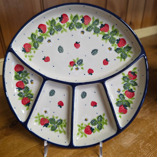 Plate ~ Divided Dish   8.75"  499-2709X  Strawberry Field  small round