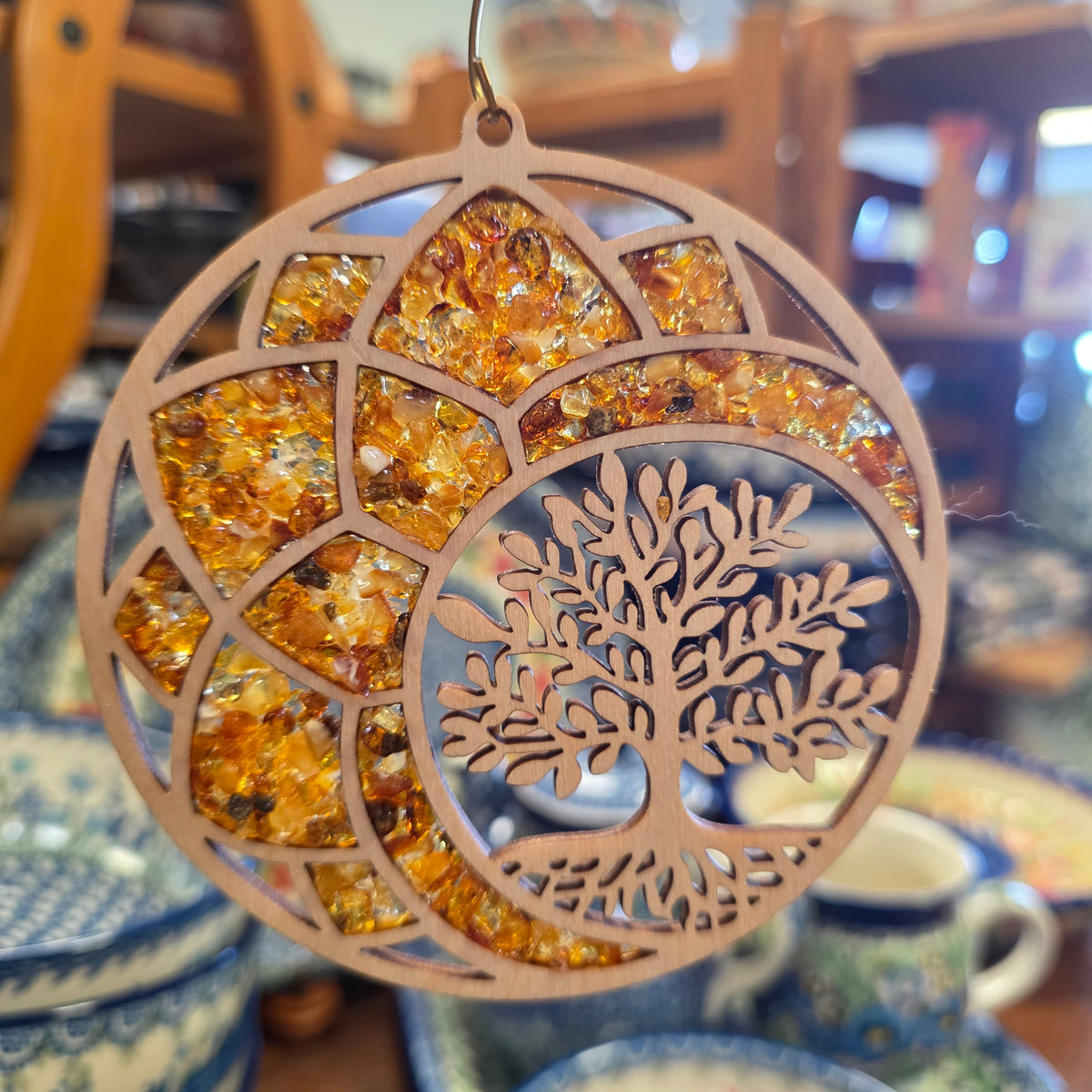 Ornament ~ Tree of Life Amber Suncatcher / Magnet (4")