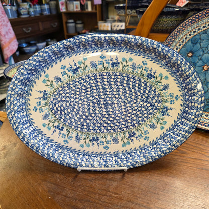 Platter   Oval   10' X 14.5" 614-2898X  Little Gems pf0526  (includes FREE wooden display stand)