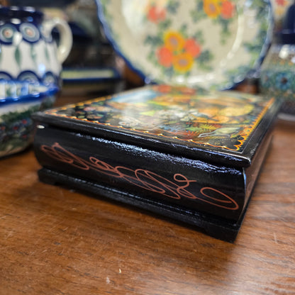 Box Bear and Wildlife Lacquer Trinket Box ~ Made in Serbia