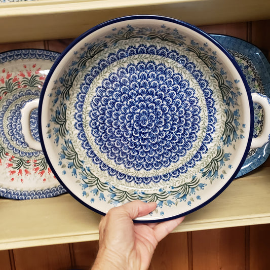 Baker ~ Round w/ Handles ~ 10" 420-1432X Blue Bells