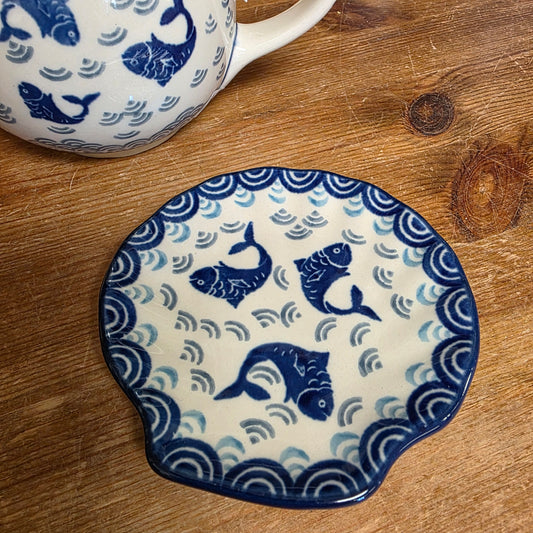 Shell Shape Spoon Rest ~ 4" 2372X ~ Deep Blue Sea