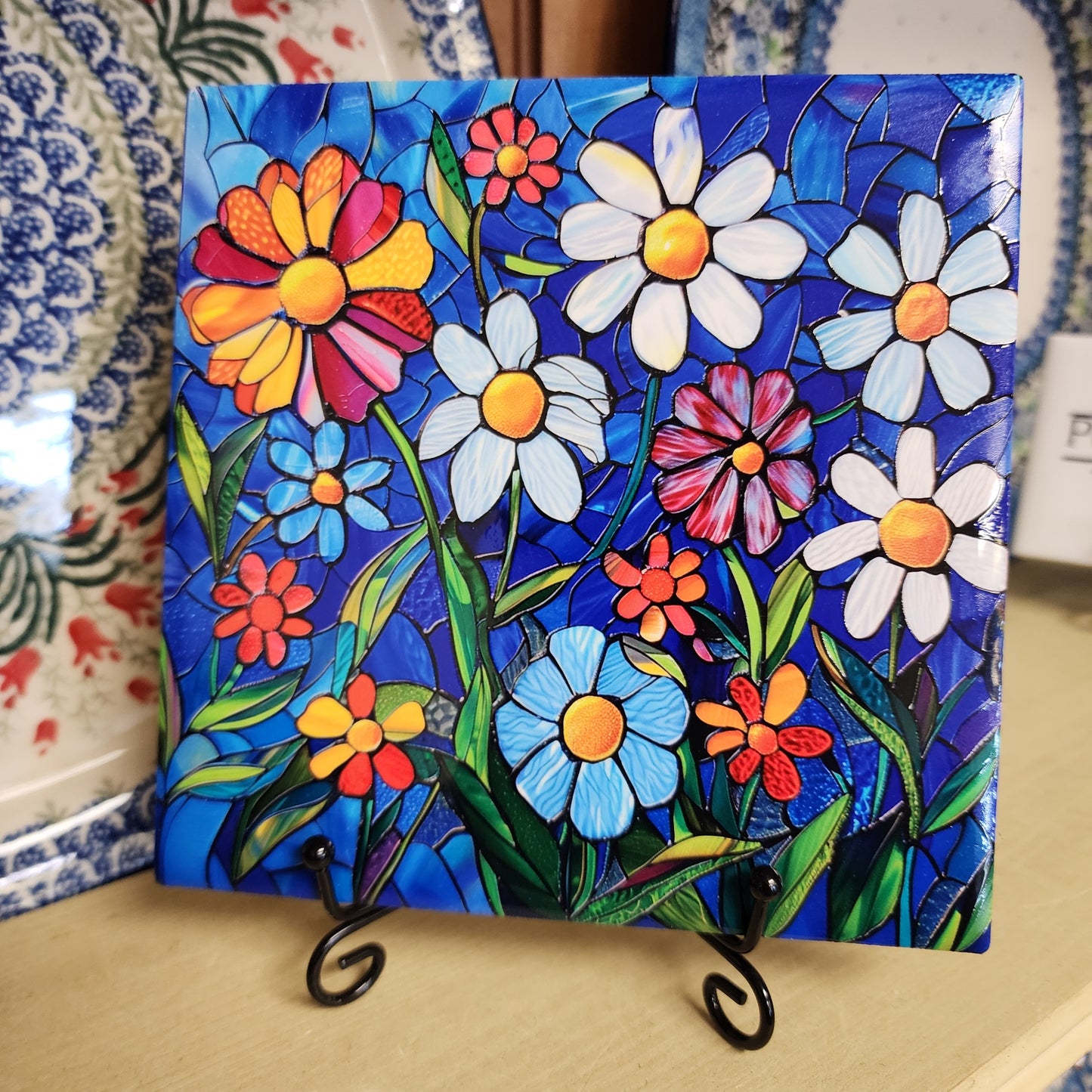 Tile ~ 6" Wildflower "NOT Polish Pottery"