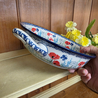 Baker   Round w/ Handles   8" 419-2901X  Red Poppy Garden pf0526